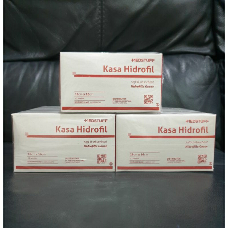 KASA HIDROFIL KOTAK MERAH 16 X 16 X 12 LEMBAR VERBAN STERIL KASA LUKA