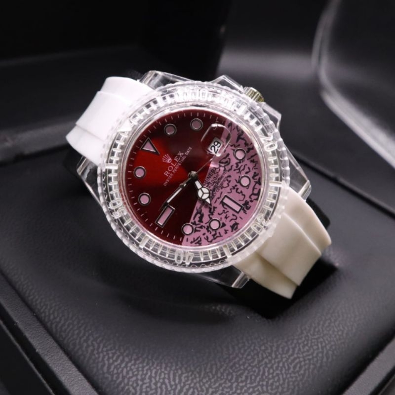 Jam Tangan Wanita Premium Rubber Sporty Rolex Tanggal Aktif | Free Bok executive UNISEX