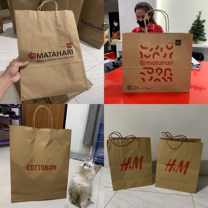 

PAPPER BAG H&M MATAHARI COTTON ON MINISO UNIQLO STARBUCKS PAPERBAG TAS KERTAS