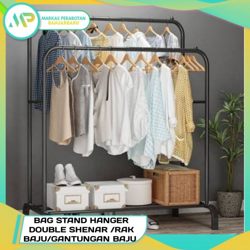 Bag Hanger Double Stand / Big Stand Hanger / Jemuran Baju Gawang Double Stand Hanger