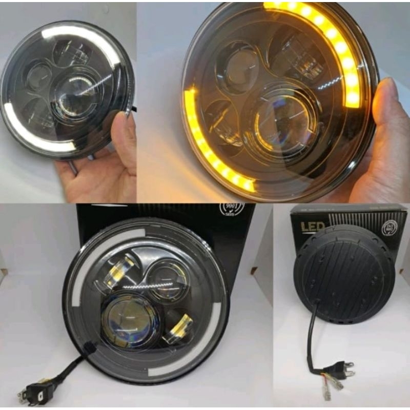 Lampu Daymaker LED 7 Inci 4 Mata Lensa 2 Senja Setengah Warna Hight Low Kualitas Terbaik