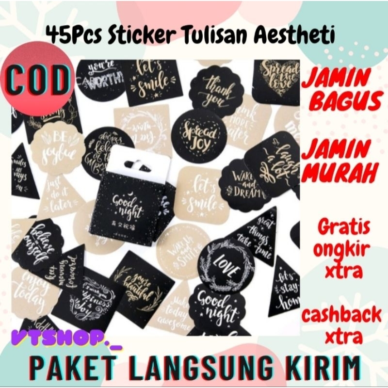 

V817 - 45Pcs Sticker Tulisan / Pak Stiker Motif Tulisan Bahasa Inggris untuk Dekorasi DIY / Sticker Aesthetic / Sticker Tulisan Aesthetic