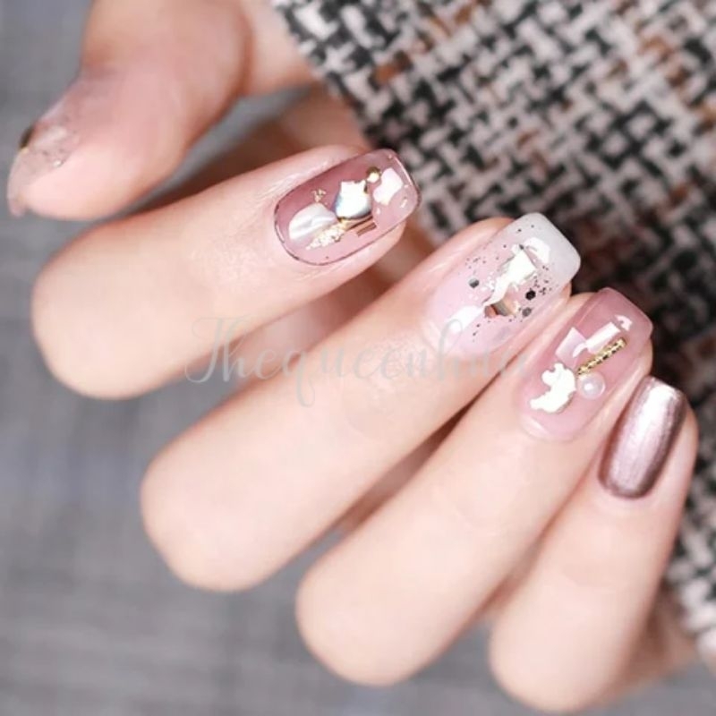 12 Grids Natural Shell Nail Art Ornament Manik Kerang Mutek Kuku