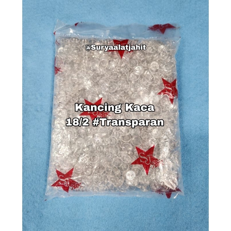 Kancing kemeja kaca 18/2L/1.1cm @1bungkus =rp.27.000/10gros