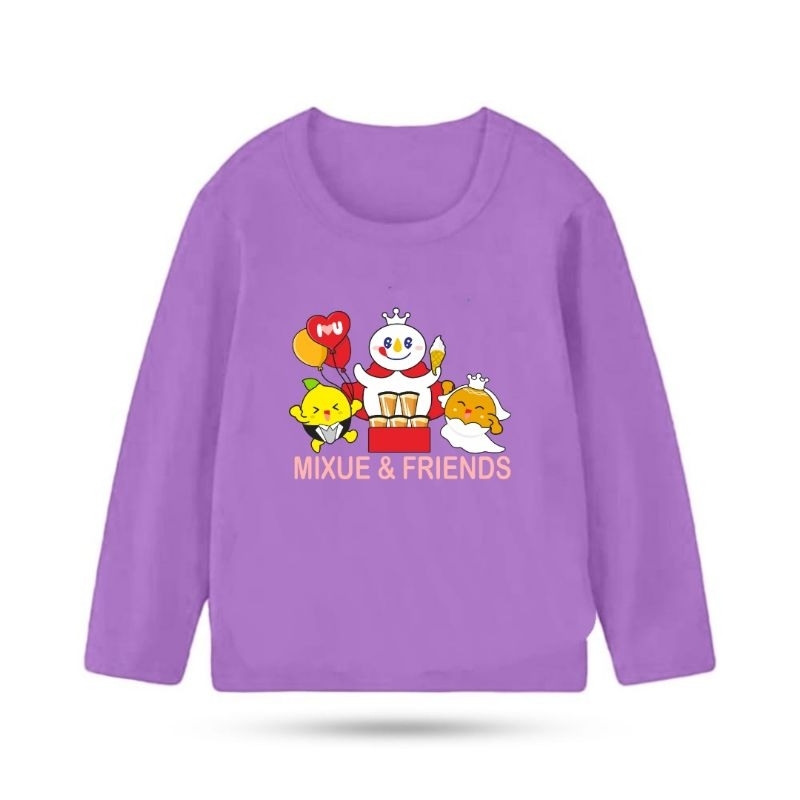 mixue & friends/Kaos Anak Unisex MIXUE Lengan panjang Bhn Babyterry