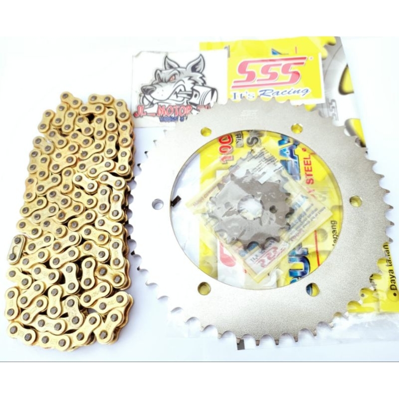 Gear set Gir Set SSS 428 415 Yamaha R15 VVA - R15 V3 -  XSR 155 Vixion R 155 MT15 MT 15 R15 V1 V2 XABRE VIXION NEW Rantai Gold