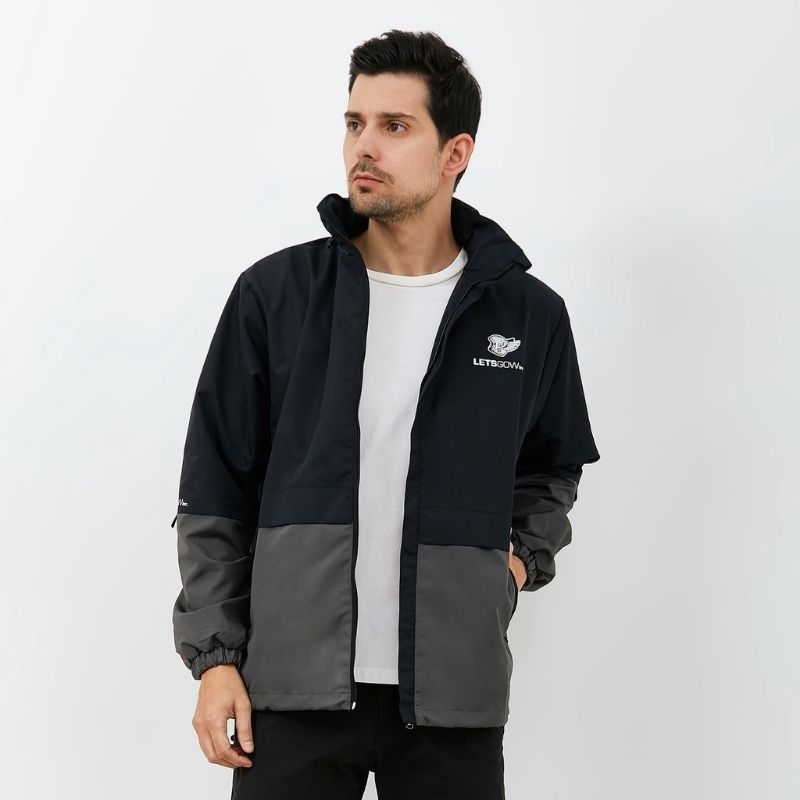 LETSGOW Jaket Parasut Pria Windbreaker Taslan Premium - Anti Angin & Water Repellent - Jaket Motor O