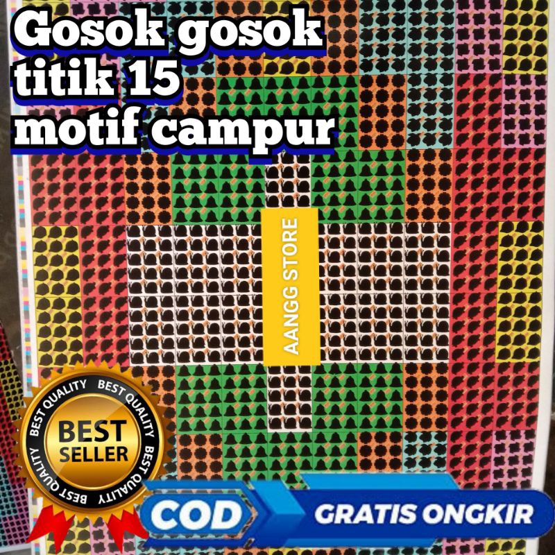 MOTIF CAMPUR TITIK 15 GOSOKAN BOM TENGKORAK MAINAN ANAK KERTAS BELAKANG WARNA HITAM KUPON MAINAN BER