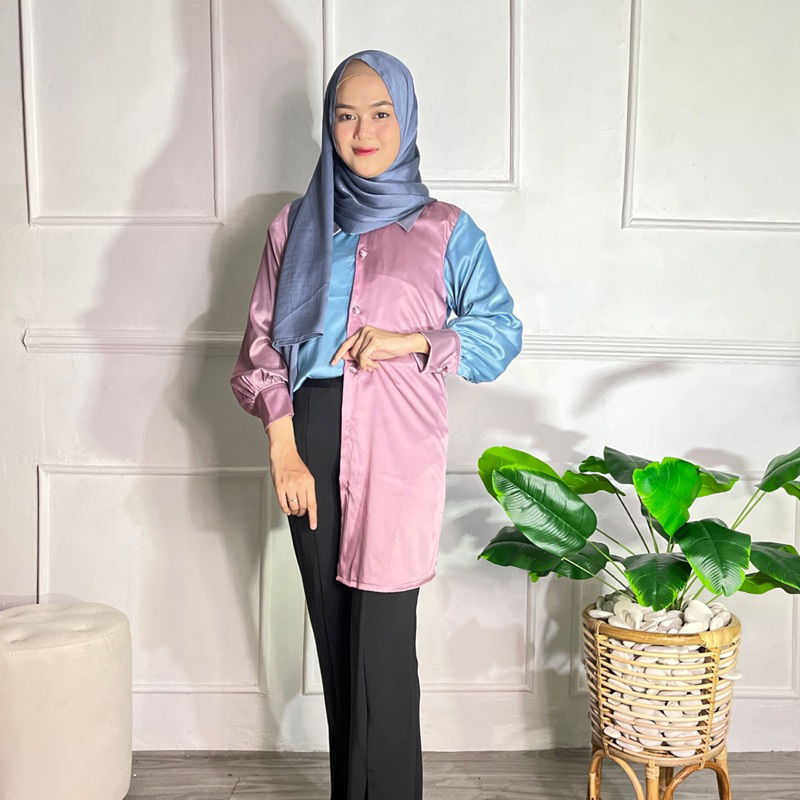 JIFAT - SALMA TOP - ATASAN TUNIK WANITA SILK GRADASI PREMIUM