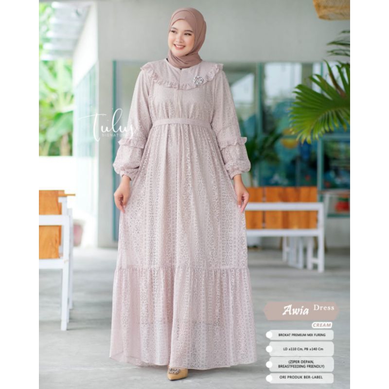 AWIA DRESS BY TULUS SIGNATURE / DRESS LEBARAN / gamis brokat busui