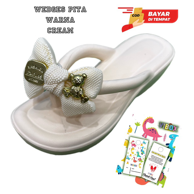 9337 PITA/Sandal Wanita Wedges Pita/Sandal Jepit Wedges Pita Tinggi 6CM Promo Sen