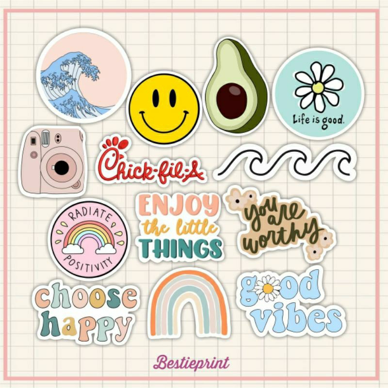 

STICKER AESTHETIC SMILE SUMMER-Stiker Aesthetic Full Colour-Sticker HP/Sticker Laptop/Sticker Notebook/Sticker Girl by Bestieprint/Sticker Koper-Stiker Koper