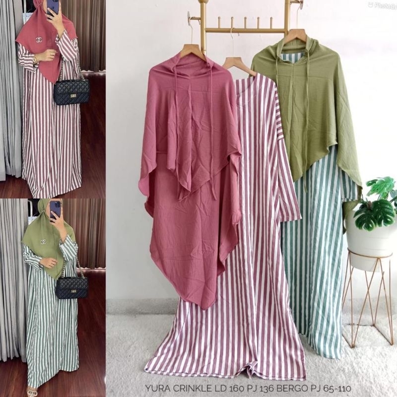 Gamis Yura Crinkle + Bergo