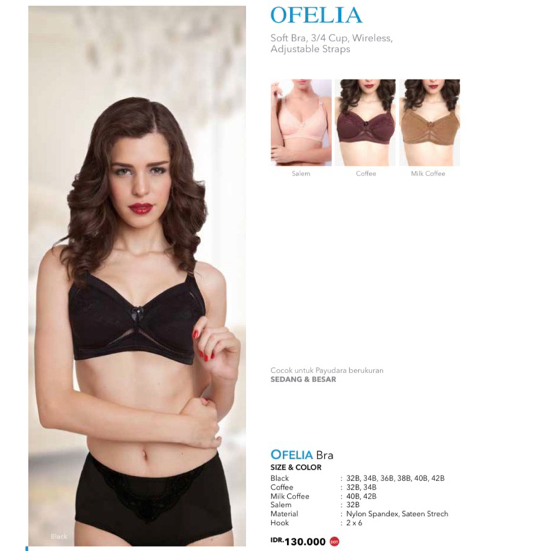 Fiori Ofalia bra Versi terbaru tanpa kawat