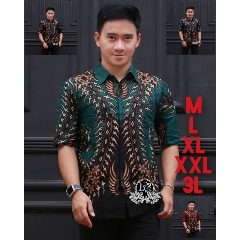 batik terbaru motif keris susun kemeja batik pria lengan pendek