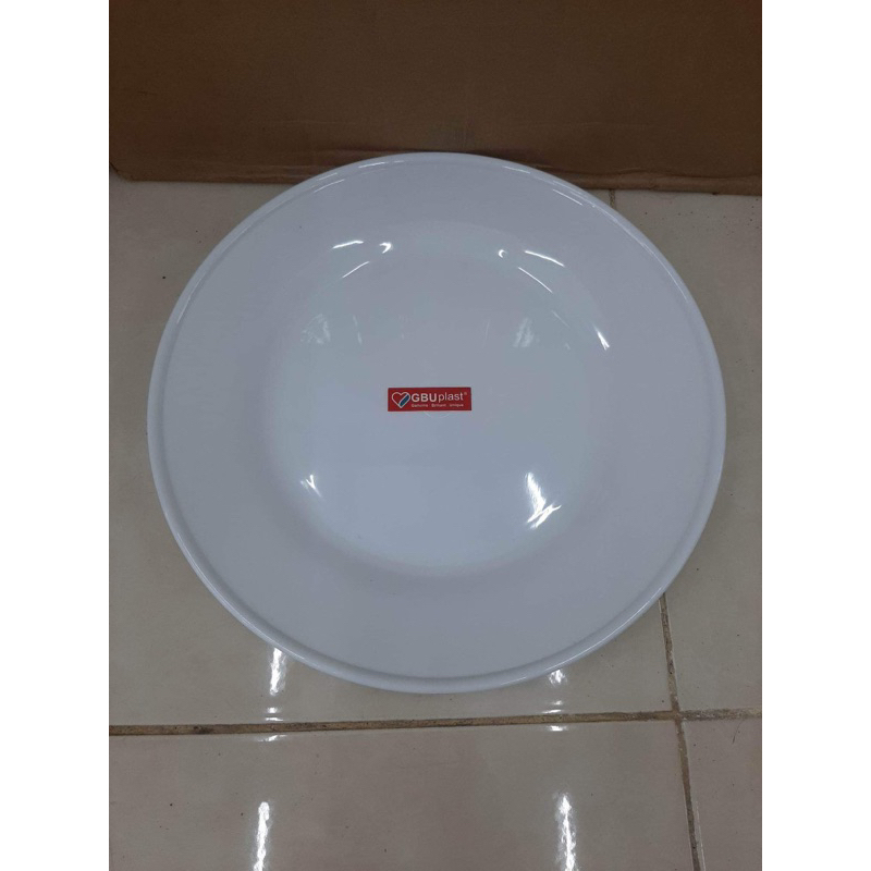 GBU plast Piring Saji Plastik Putih Ceper Besar 10 inch GBUplast