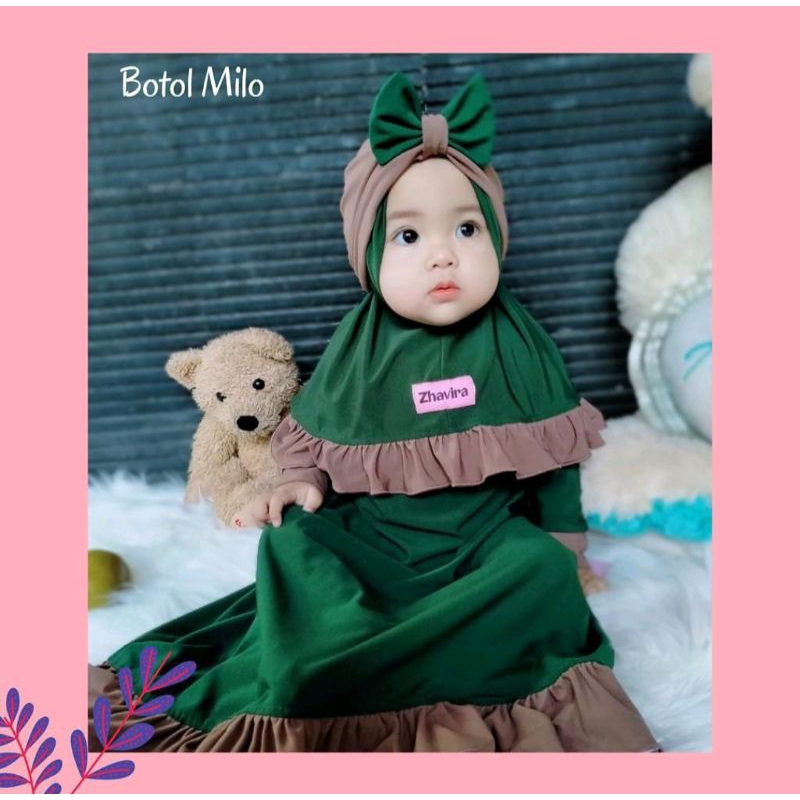 Gamis Rempel Marwah Syari - Gamis Anak Perempuan + Turban / Bandana Pita