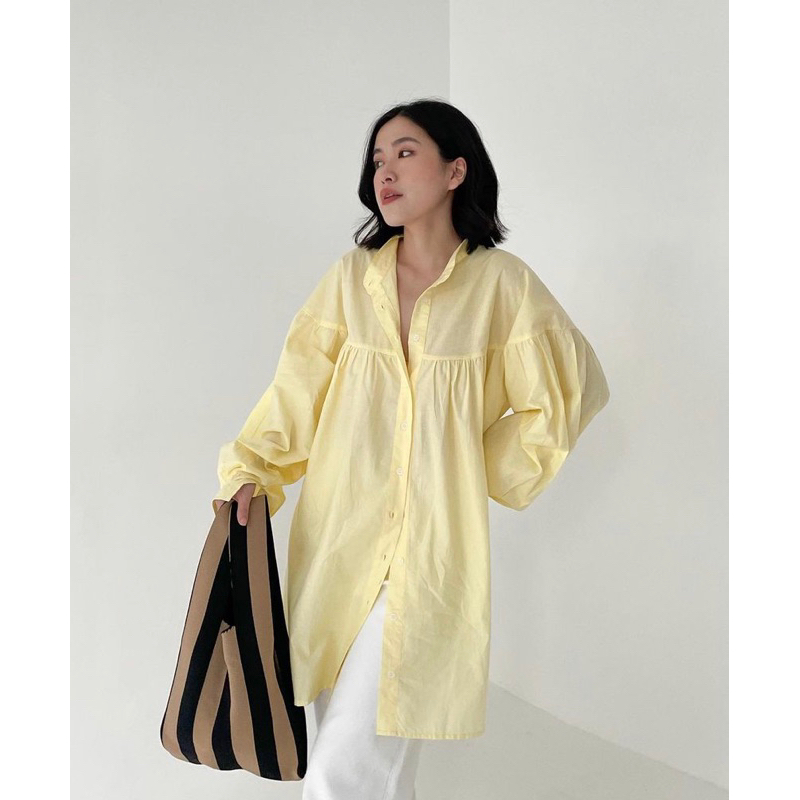 MINJI Shirt OVERSIZE PUFF LENGAN/kameja/semua warna/baju oversize/big size