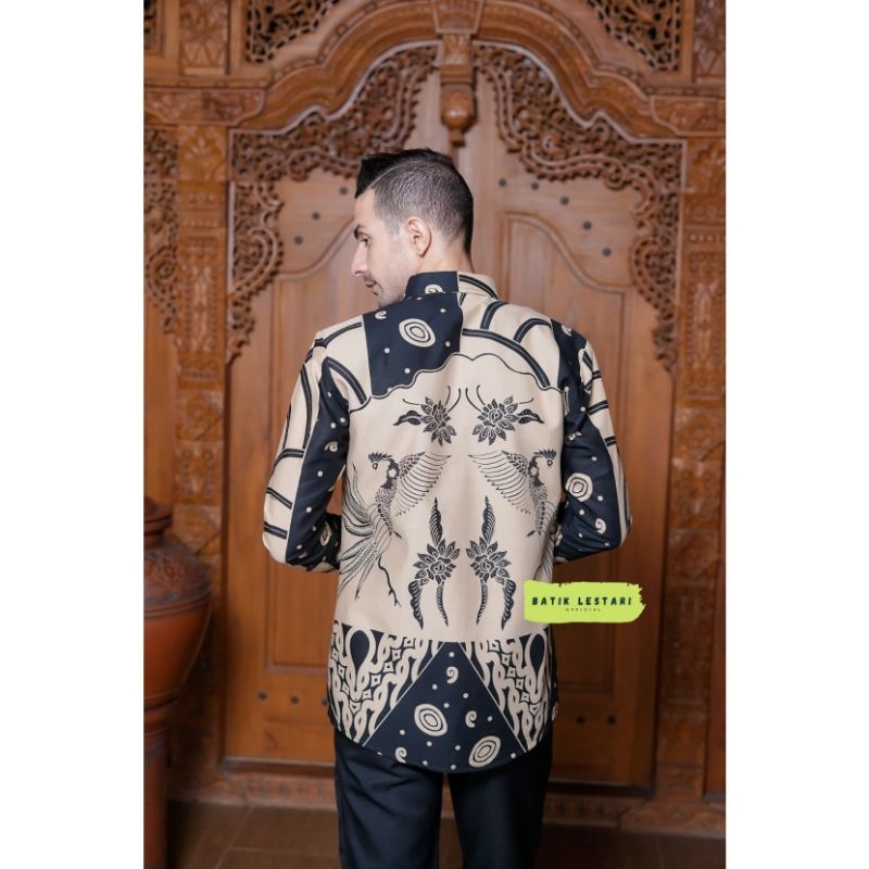 PARIKESIT HITAM Kemeja Batik Pria Lengan Panjang Slim Fit Premium Modern Full Furing Katun Halus