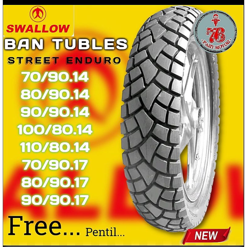 BAN TUBELESS SWALLOW STREET ENDURO (70/90.14 -80/90.14 -90/90.14 -100/80.14 -110/80.14 -70/90.17- 80/90.17-90/90.17 FREE PENTIL