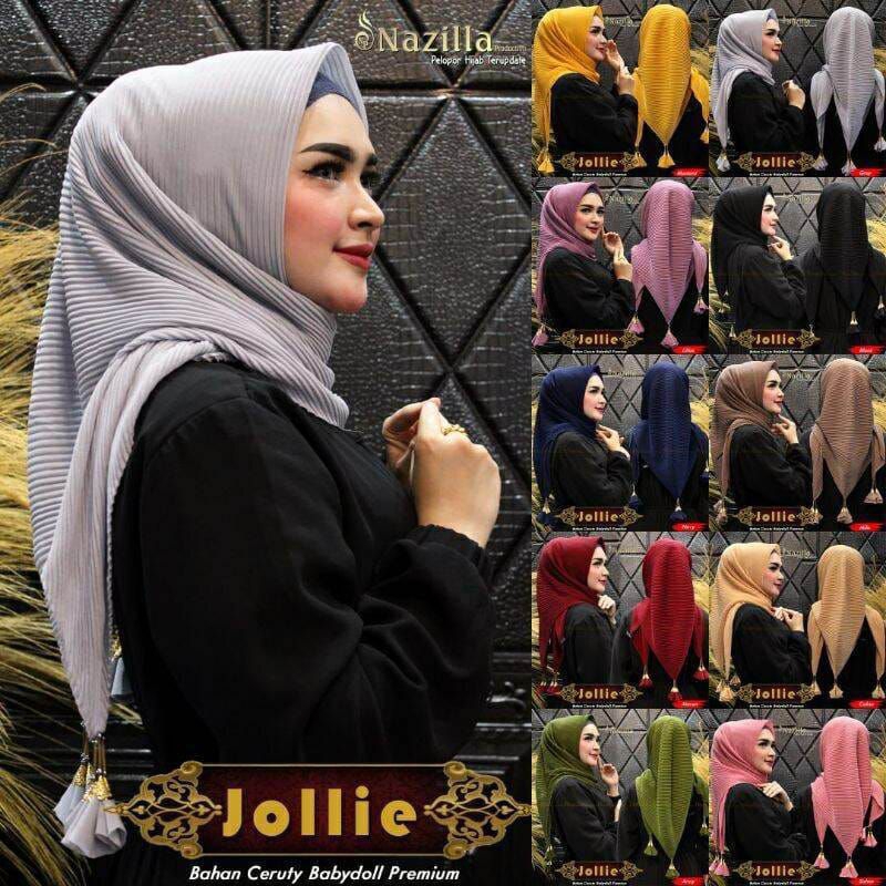 Segiempat Plisket Pompom terbaru/ Jilbab segiempat pompom