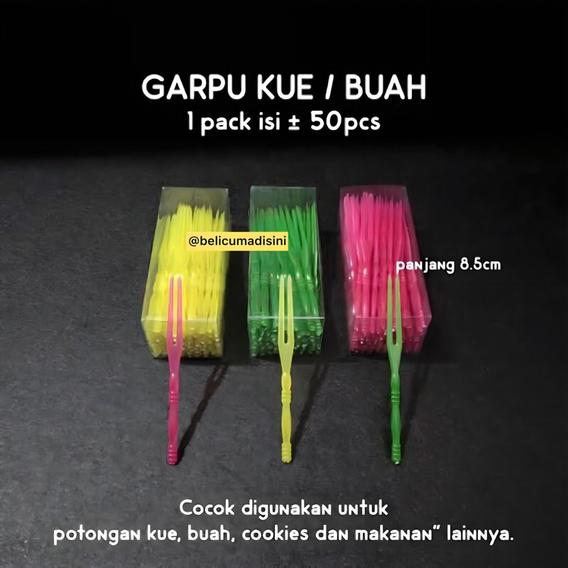 Garpu Kue Ultah Isi ±50pcs / Garpu Kue / Garpu Crystal / Garpu Ultah Buah / Tusuk Gigi Bento Makan S