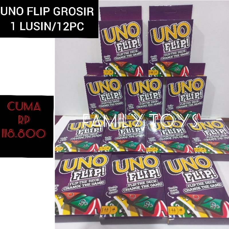 KARTU UNO FLIP GROSIR 1 LUSIN ISI 12 BISA UNTUK DIJUAL LAGI - MAINAN KARTU KELUARGA - UNO FLIP TERMURAH