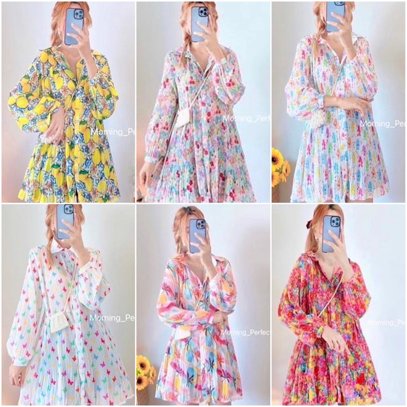 TATAOS BANGKOK FLOWER BY MJS PLEATS SHIRT KEMEJA TUNIK OVERSIZE MOTIF BUNGA PLISKET TEKSTUR STRECH I