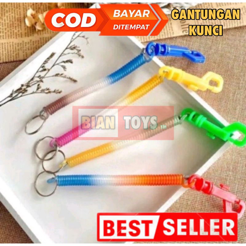 GANTUNGAN SPIRAL/GANTUNGAN KUNCI MOTOR ANTI HILANG TALI PER ELASTIS