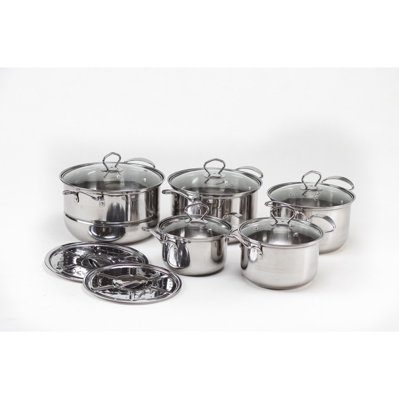 NEW Panci High Pot Set Stainless GN Tebal -  Panci 16-24CM Dengan Tutup Original - Panci Set Steamer Kukus Serbaguna