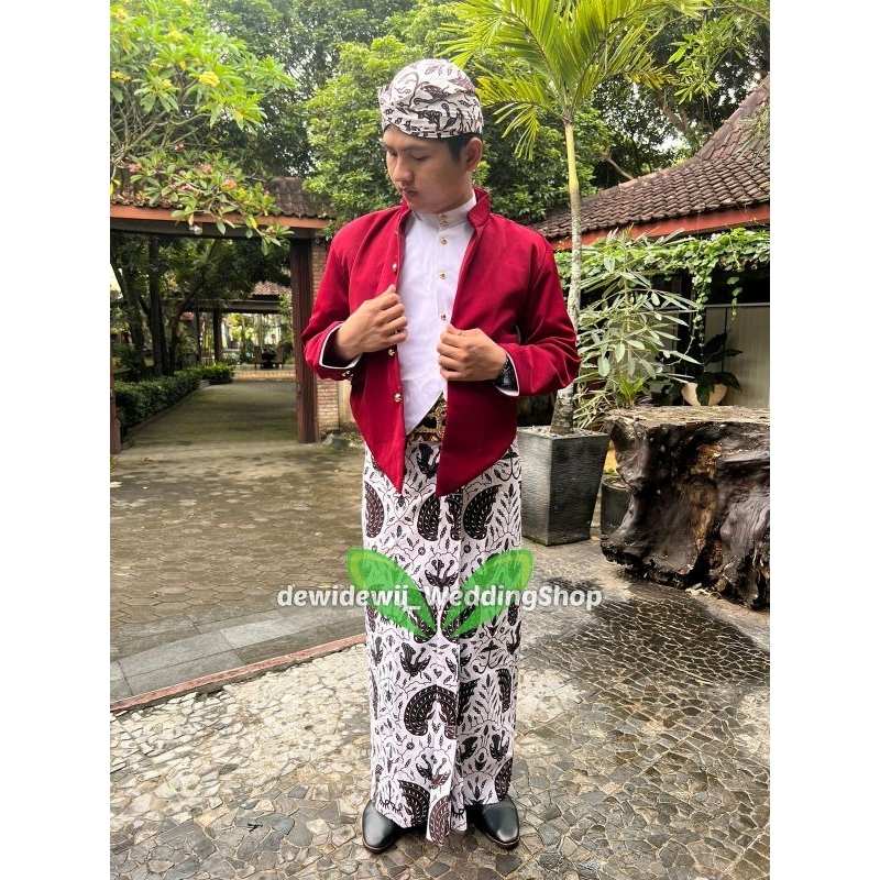 [Full Set] Baju Adat Jawa / Baju Manggolo | Model yogi | Hewes Maroon - Buntal Sido Asih Cilik