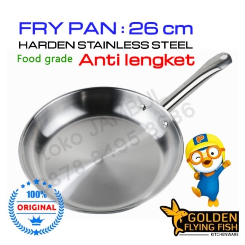 Fry Pan Harden Stainliss Steel 26 cm Golden Flying Fish