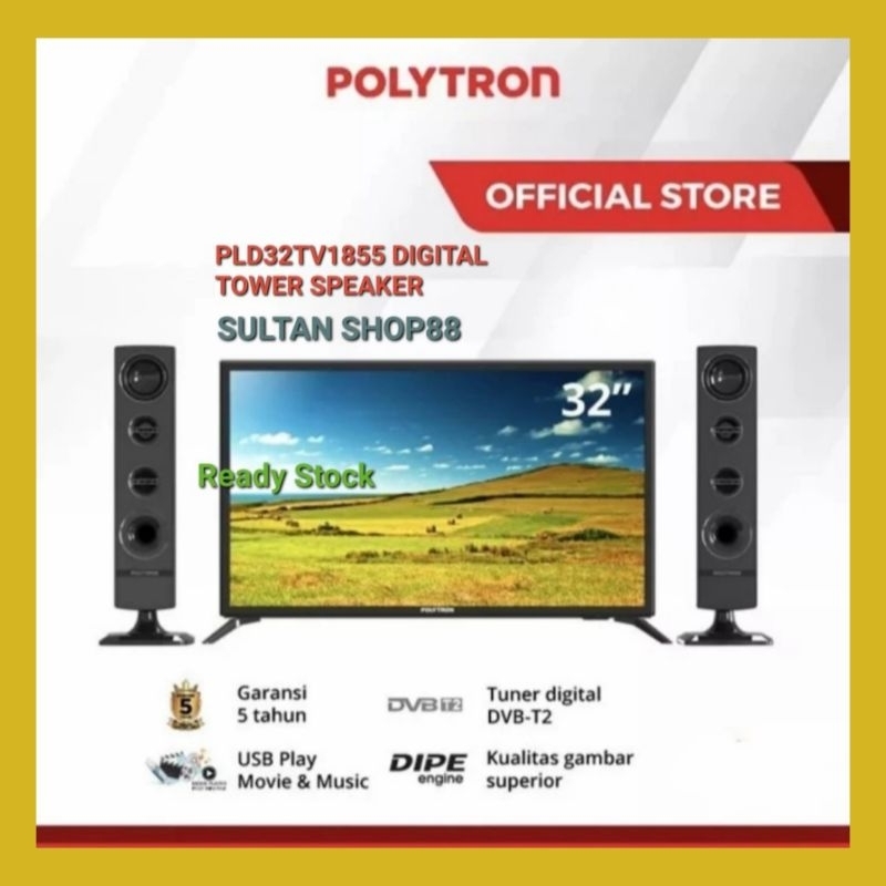 POLYTRON LED TV PLD32TV1855 32 INCH DIGITAL TV TOWER SPEAKER
