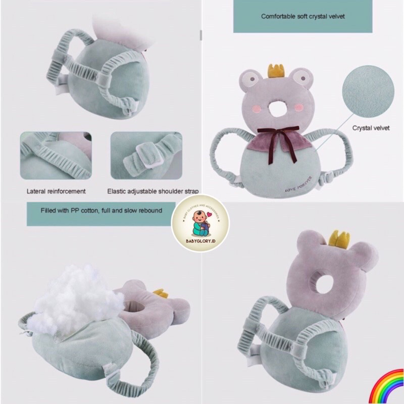 (FREE BELT) Bantal Pelindung Kepala Bayi PREMIUM / Anti Jatuh / Baby Head Protector Ransel Animal / Bantal Belajar Jalan