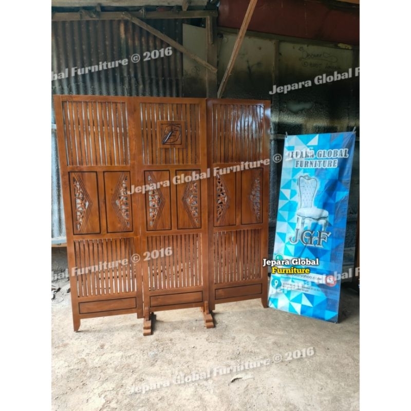 Sketsel Penyekat Ruangan Jati Jari daun ( penyekat ruangan murah, penyekat jati minimalis )