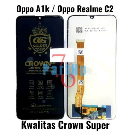 Lcd Touchscreen Fullset Kwalitas Crown super Oppo A1K - Realme C2 -  Hitam