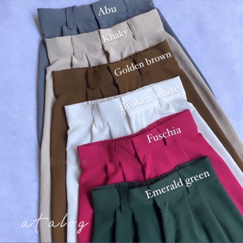 ATALOG - Celana Kulot Crinkle Highwaist Wanita Loose Cullote Pants | Celana Kulot Panjang