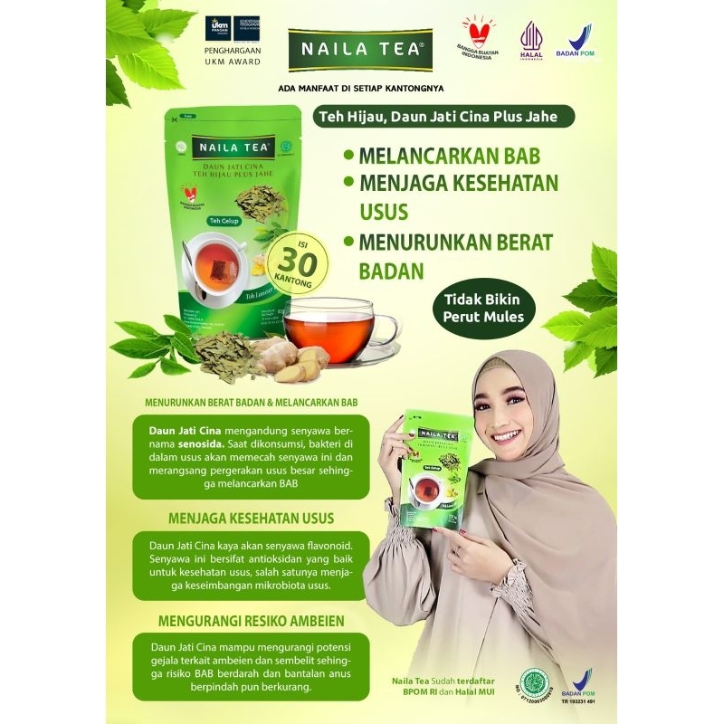 

Naila Tea Teh Pelangsing Herbal Peluntur Lemak Kolesterol tanpa efek samping