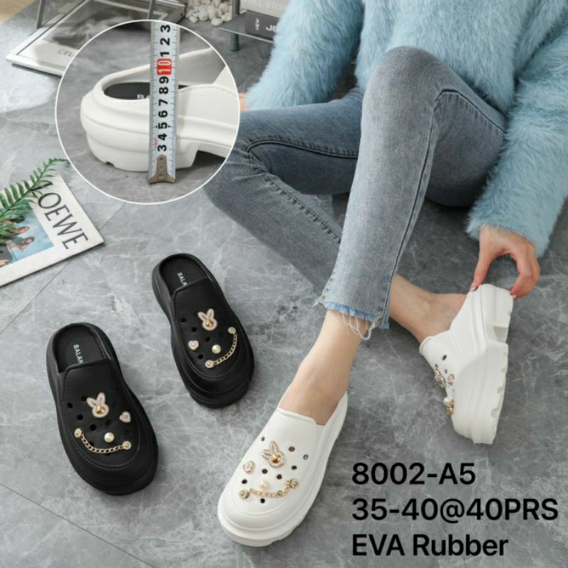 8002-A3 Original Balance Sandal Wedges Wanita Classic Bae Colg Platform Jibbitz Motif Rantai Eva Rubber Bustong Fuji Fashion Karet Jelly Baim Bakpau Bapau Anti Slip Viral Kekinian Sendal 8002-A5 8002-A4 8002 Slop Selop Impor Cewek Perempuan Boneka Bear