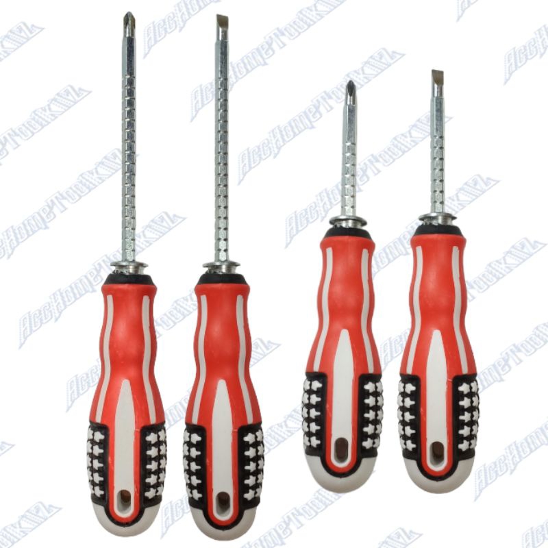 OBENG USA AMERIKA GERIGI GIR 2 WAY GAGANG KARET BB BOLAK BALIK PLUS MINUS ( + ) ( - ) 4&quot; 5&quot; 6&quot; IN INCH OBENG KEMBANG PANJANG PENDEK SERBAGUNA AMERICAN