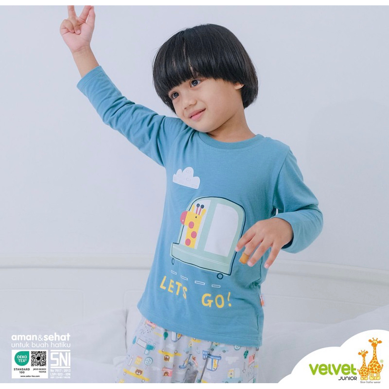 Velvet Junior Bamboo Cotton Pajamas- Boy &amp; Girl Series 1 pack isi 1 setel