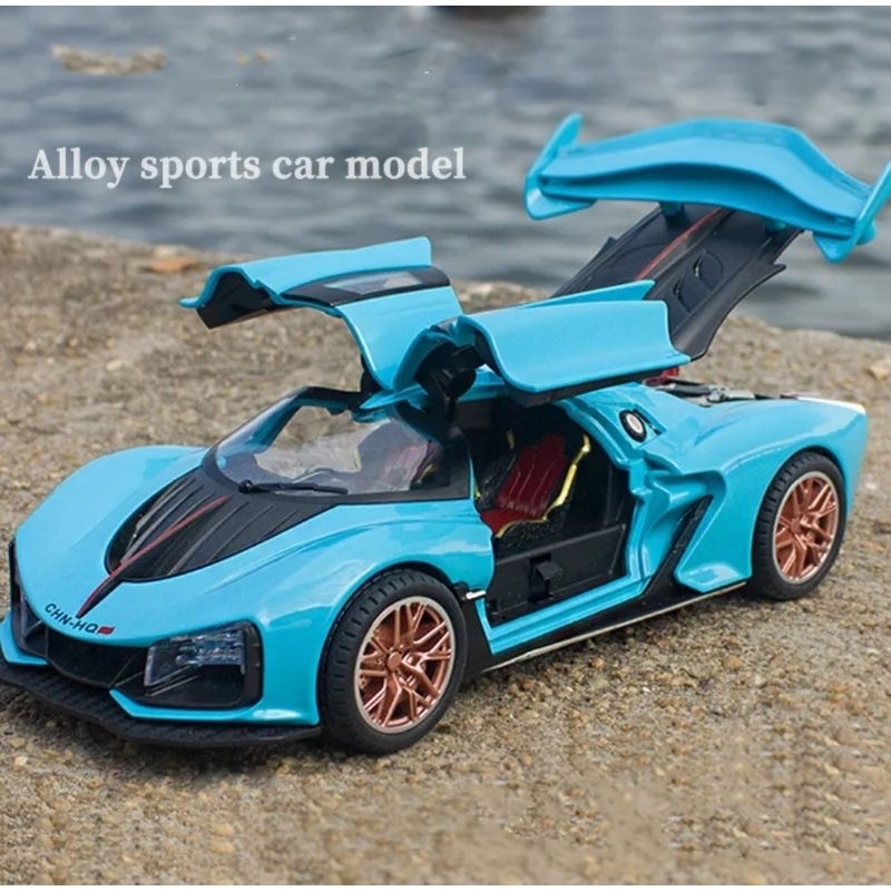 Diecast Alloy Car Model Miniatur Die-cast Mobil Mobilan Sports Car Pajangan Metal  Skala 1:24