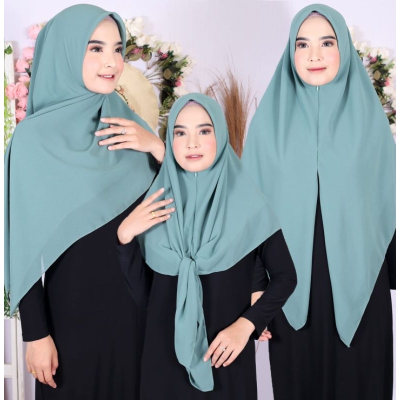 Hijab segi empat instan jumbo ceruty babydoll premium | Segitiga instan resleting