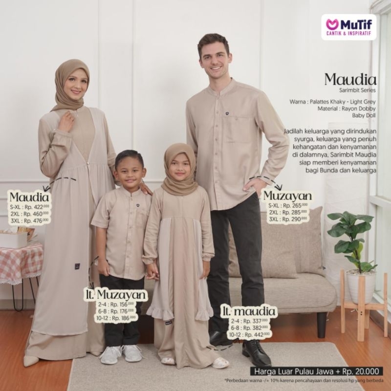 BAJU SET SARIMBIT LEBARAN MUTIF MAUDIA MUZAYYAN/BAJU SET COUPLE/BAJU PASANGAN/DRESS KOKO/BAJU LEBARA
