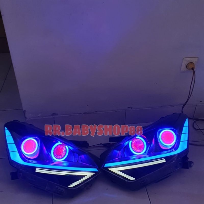 paket headlamp agya ayla facelift custom projector dan lazy eyes agya ayla 1200