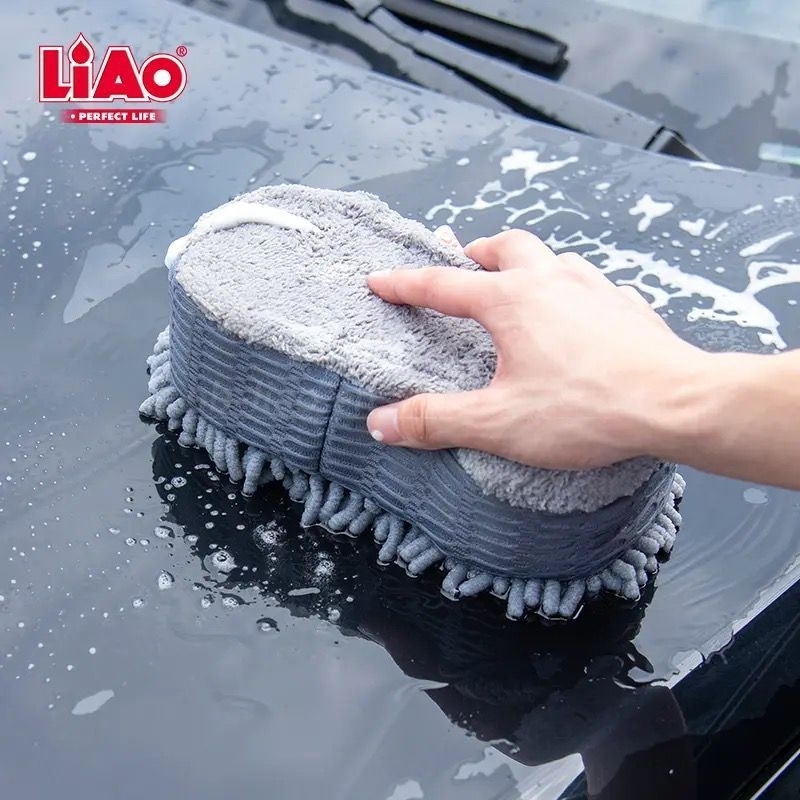 LIAO Spons Pembersih Cuci Mobil Microfiber Sponge Serbaguna
