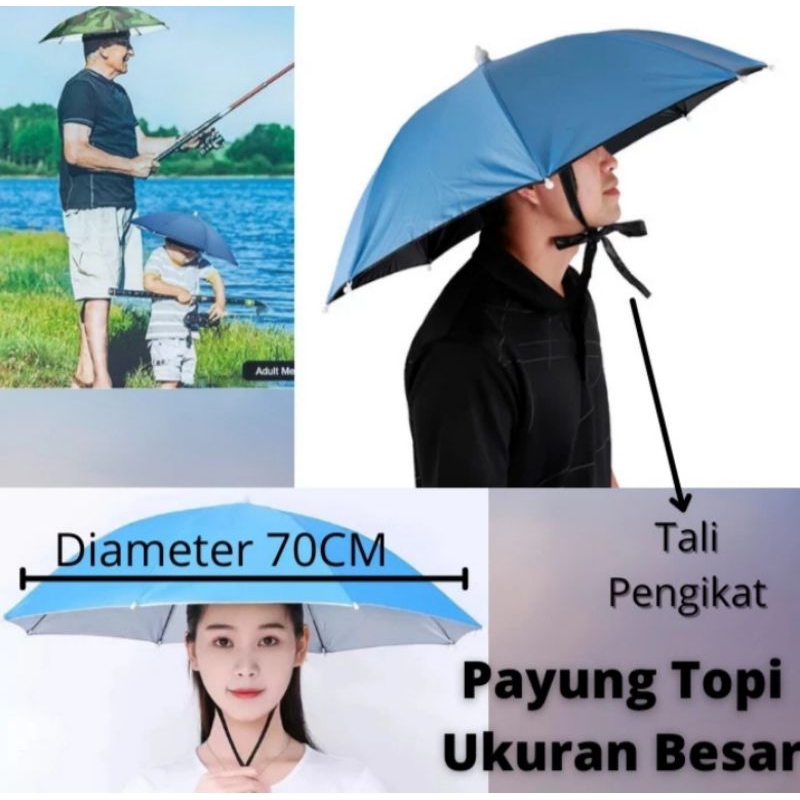 master run/topi payung diameter 70cm/topi payung hosun/payung topi/topi mancing/topi/payung/topi pay