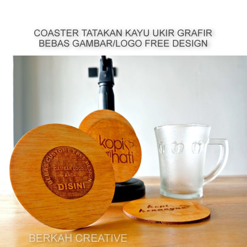 WOODEN COASTER - Tatakan gelas kayu ukir