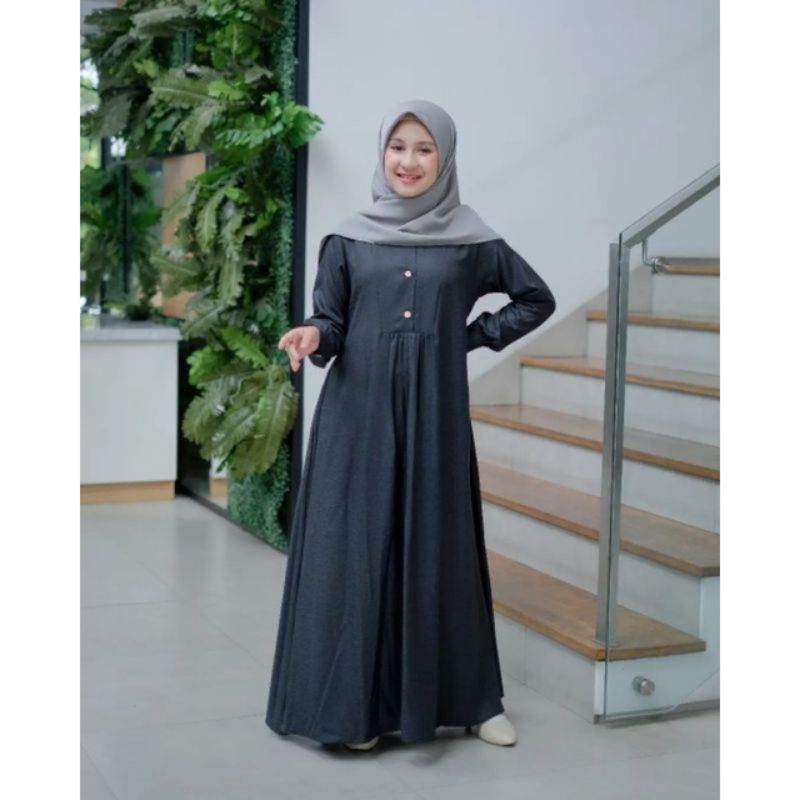 (NEW) ELITA - DRESS MUSLIM REMAJA CRINKLE AIRFLOW PREMIUM GAMIS ANAK 8 9 10 11 12 13 TAHUN/DRESS KID