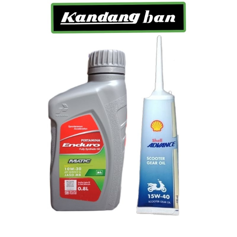 PAKET OLI ENDURO MATIC FULLY SYNTHETIC 10W-30 0.8L + OLI GEAR SHELL 120 ML, UNTUK SEMUA MATIC, HONDA, YAMAHA, SUZUKI